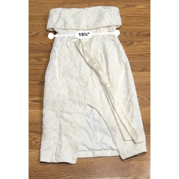 Alexis Isotta cream Floral Brocade Strapless Wrap Tie bride Dress small - Picture 5 of 13